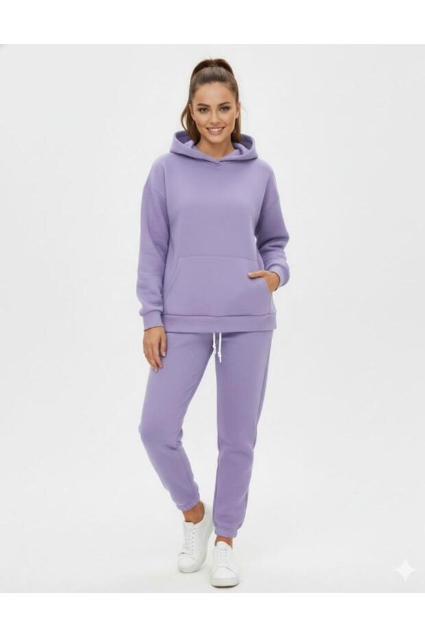 Women's Sweatshirt Jogger Hooded 3 Thread Tracksuit Set