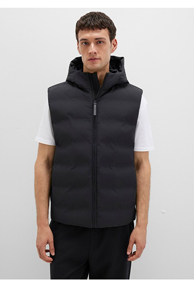 kapüşonlu regular fit şişme yelek - 2