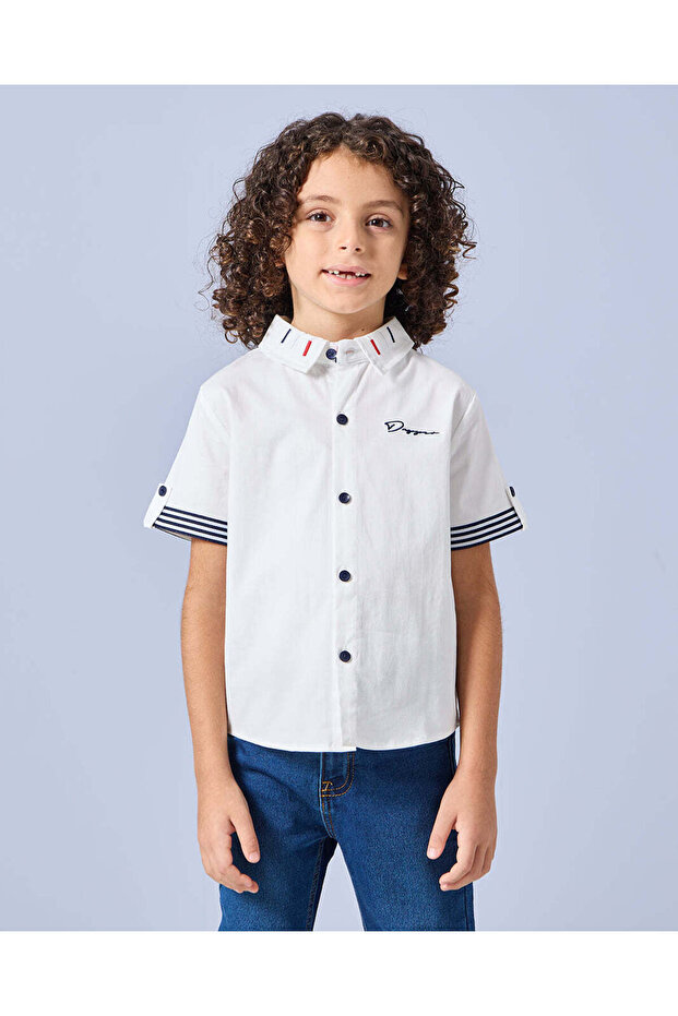 Boys White Collared Casual Shirt