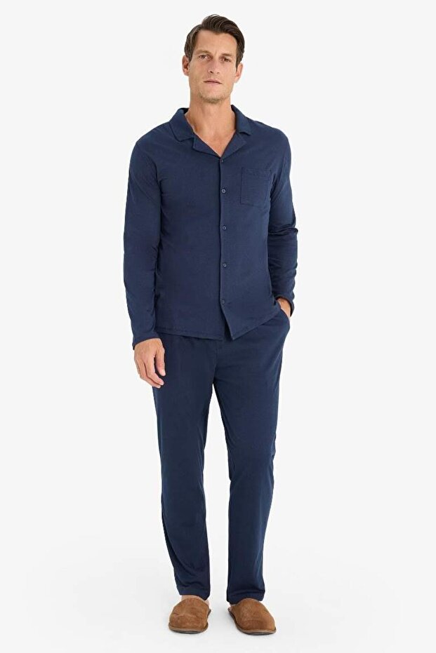 Premium Regular Fit Pijama Takımı Basic Düz Uzun Kollu Üst Uzun Alt (24 AU) - 1