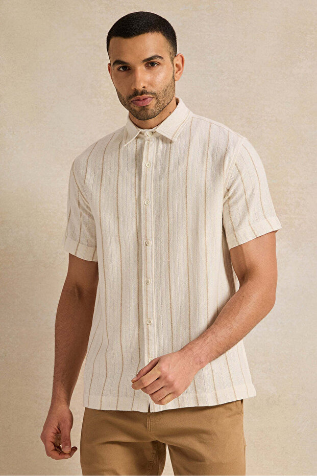Men Beige Casual Shirt