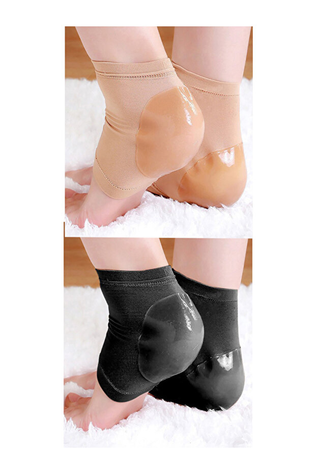 beige and black 2pa High elastic integrated crack-proof socks cover moisturizing heel sticker silico