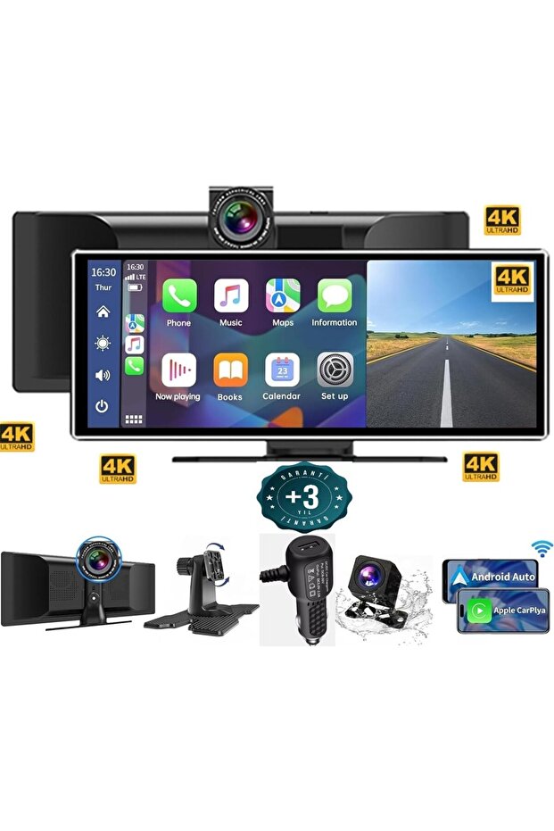 4K Car play 11.20 Inçl Andorid Ekran Android Auto Kablosuz Carplay Büyük Ekran Çift Kameralı - 1