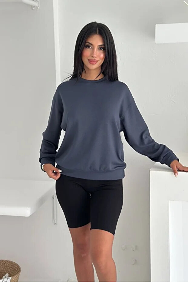 Füme Modal Kumaş Basic Sweatshirt - 4