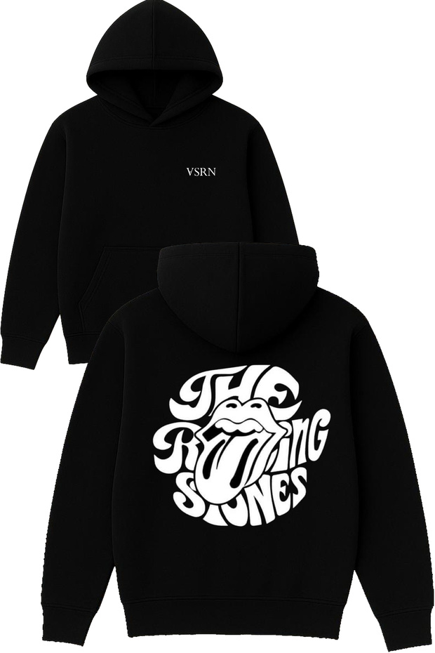 Dil the Rolling Design Printed Oversized Black Hooded Sweatshirt
