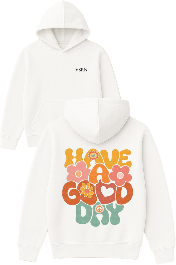 Have a God Design Printed Oversized White Hooded Sweatshirt