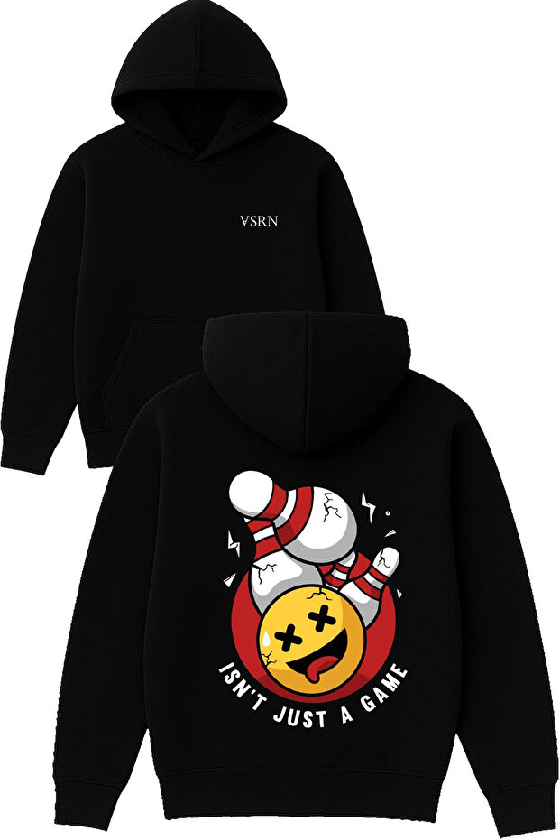 Isnt Just a Game Design Printed Oversized Black Hooded Sweatshirt