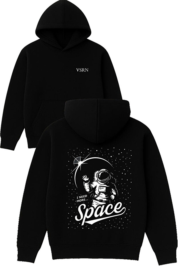 I Need More Design Printed Oversized Black Hooded Sweatshirt