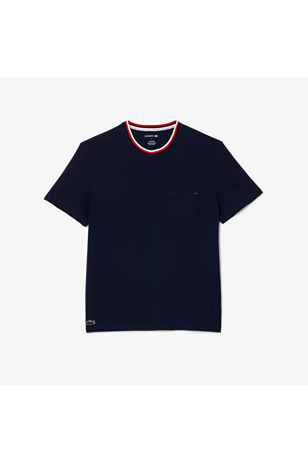 Erkek Relaxed Fit Kısa Kollu Bisiklet Yaka Lacivert Pijama Üstü - 4