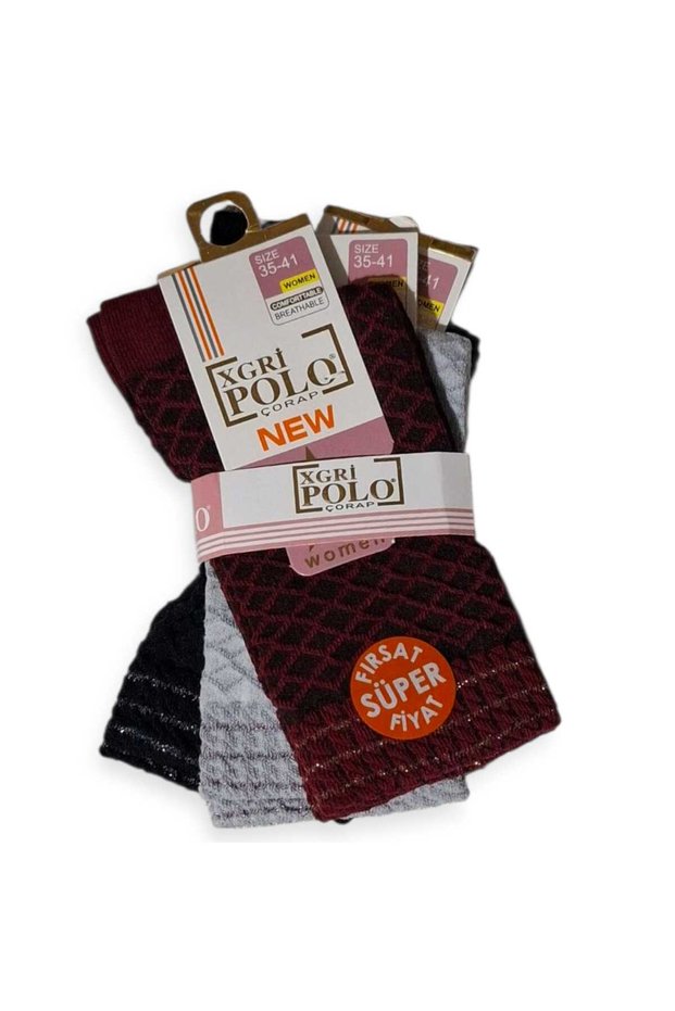 Xgri̇ Polo Colored Cotton Tennis Socks 3 Pairs