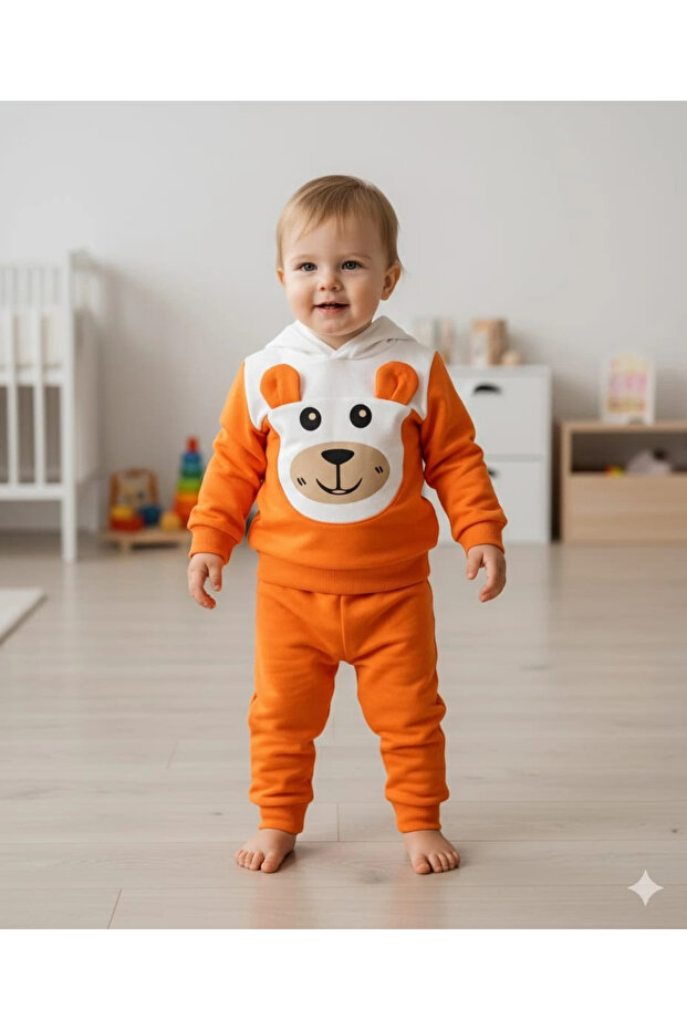 Boy's Hooded and Eared Two-Piece Casual Set
