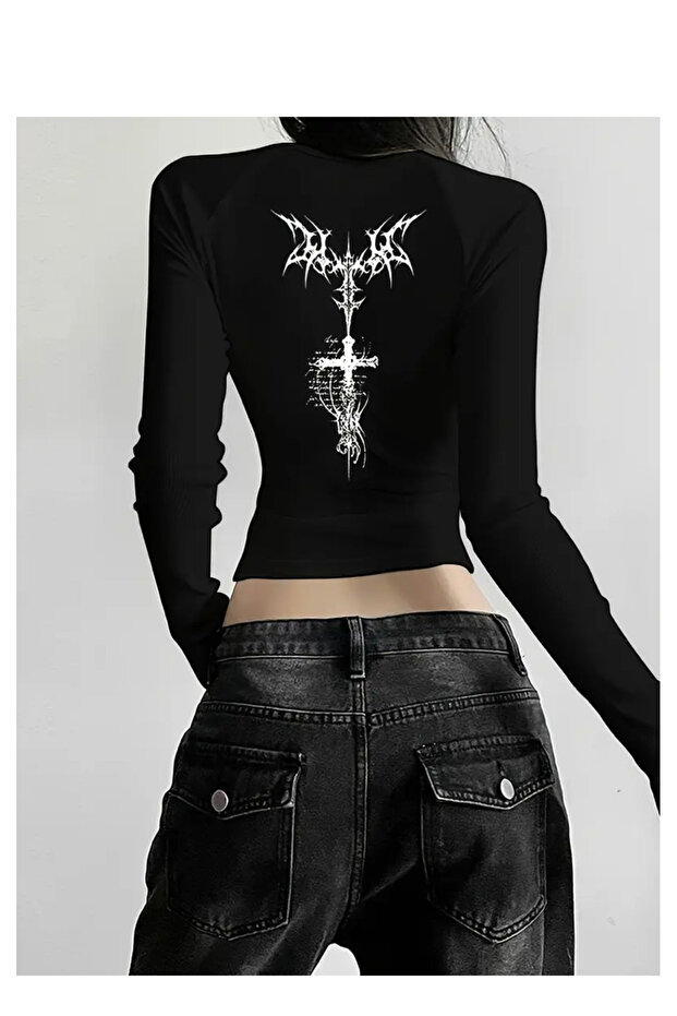 بلوزة ترايبال دراجون راكد مطبوع الأساسية - 2