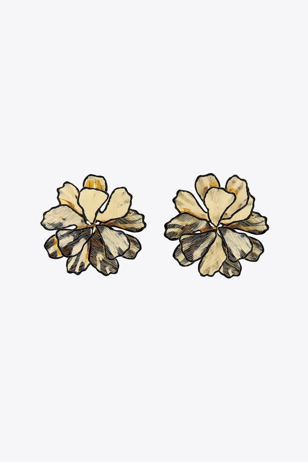 Big Gold Flower Form Earrings | Mev'Art Collection