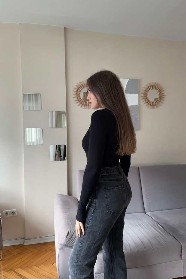 Crew Neck Finger-Touch Basic Fingered Blouse - 5