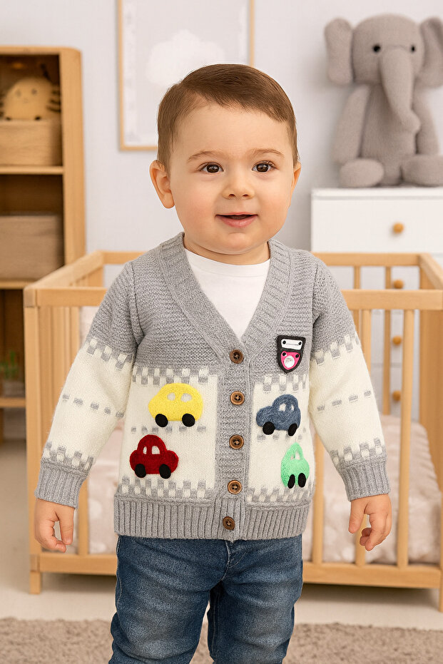 Arabalı Triko bebek Hırka - 1