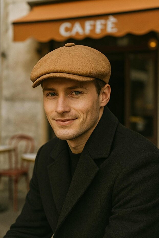 Camel Cashmere Wool Men's Beanie Hat
