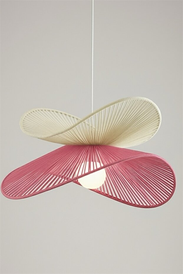 Hasır Sarkıt Avize 2 Şeritli avize / Bohem avize / Salon Modern Avize / İskandinav Avize Pembe Avize - 1