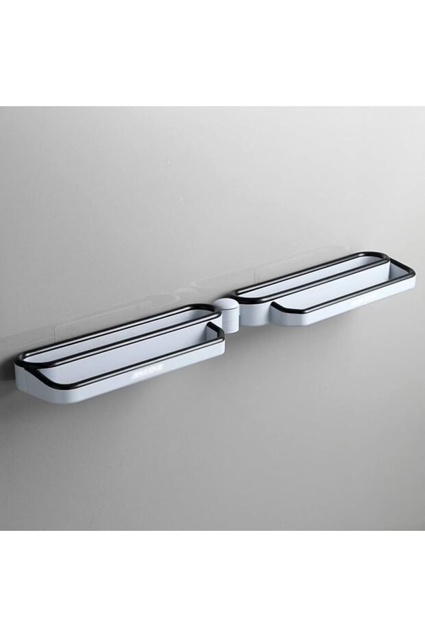 A multi-functional storage shelf that fits in the corner, designed to save space in tight spaces such as bathrooms. - 3