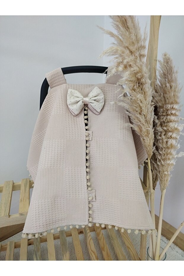 Çift Taraflı Tek Puset Örtüsü Puantiyeli-Bej ( Poplin ve Pike) - 2