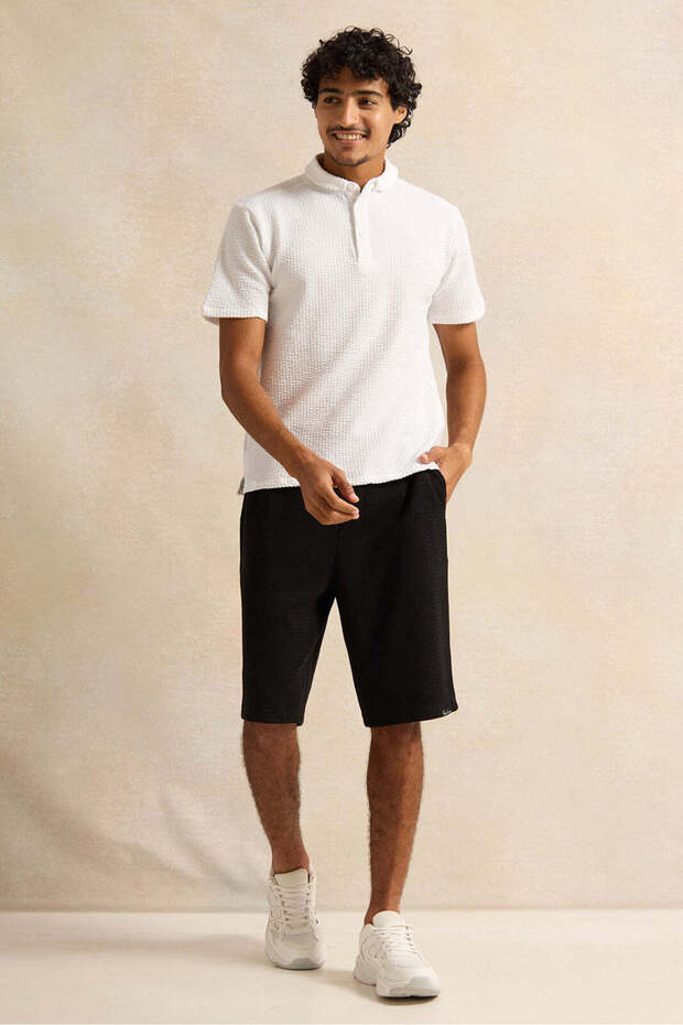 Men White Solid Polo Shirt - 2