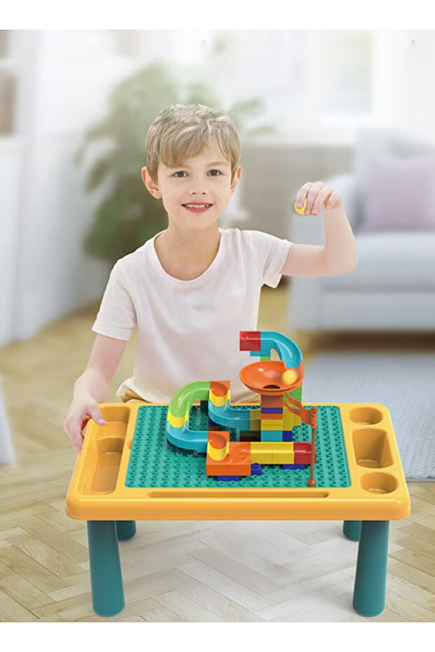 Multifunctional building block table, puzzle game table, includes 1 chair (63 building blocks) - 1
