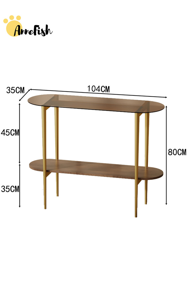 120*30*80cm Tempered Glass Tabletop Console Table Sofa Table with Storage Shelf and Entryway Table - 2