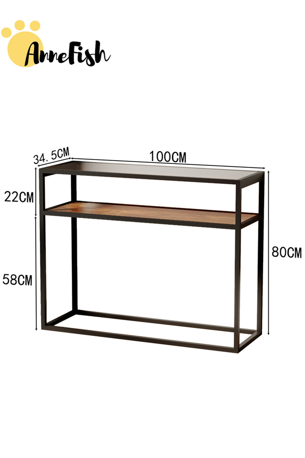 120*30*80cm Tempered Glass Tabletop Console Table Sofa Table with Storage Shelf and Entryway Table - 2