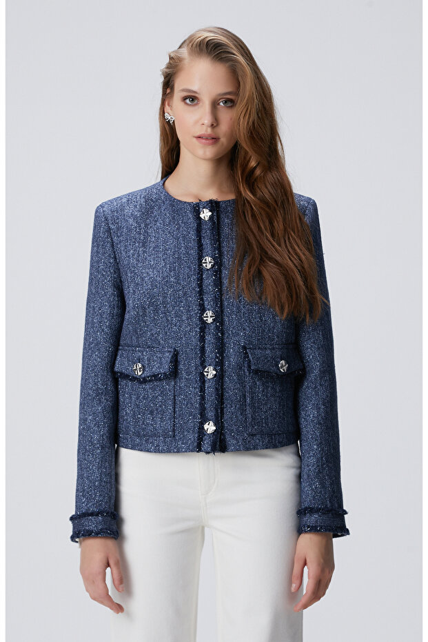 Lacivert Desenli Ceket - 4