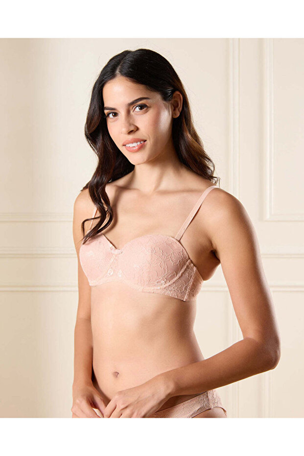 Women Pink With Lace Balconette Bra Set (Pack of 2)