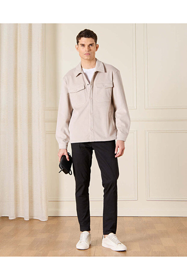 جاكيت رجالي سادة باللون البيج - 2