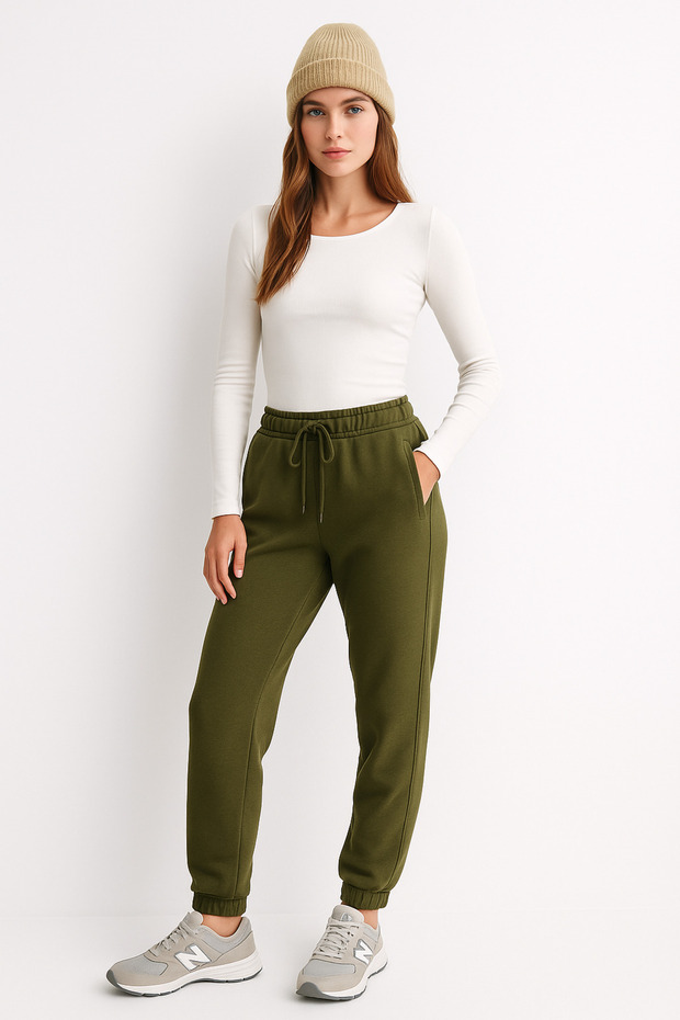 بنطلون رياضي نسائي أساسي مصنوع من القطن بنسبة 100% بخيطين - 6