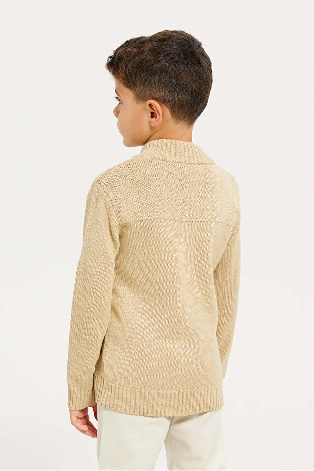 Boys Beige Solid Sweater - 3