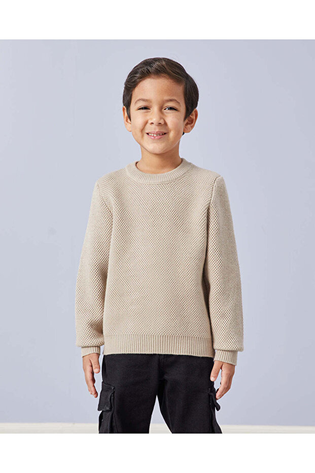 بلوفر بيج برقبة دائرية للأولاد - 1