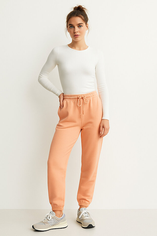 بنطلون رياضي نسائي أساسي مصنوع من القطن بنسبة 100% بخيطين - 1