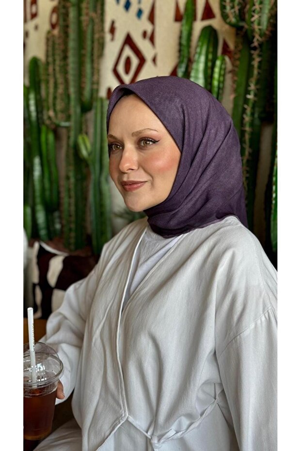 Soft Pamuk Eşarp Mor-5 - 2