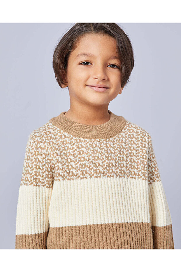 Boys Beige Striped Pull Over - 4