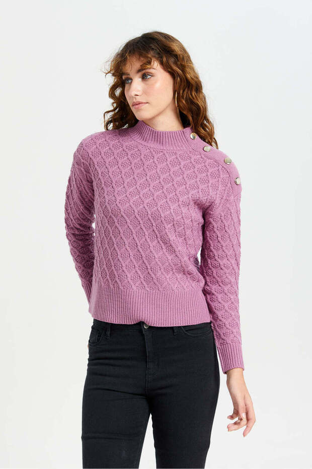 Women Mauve Knitted Pullover