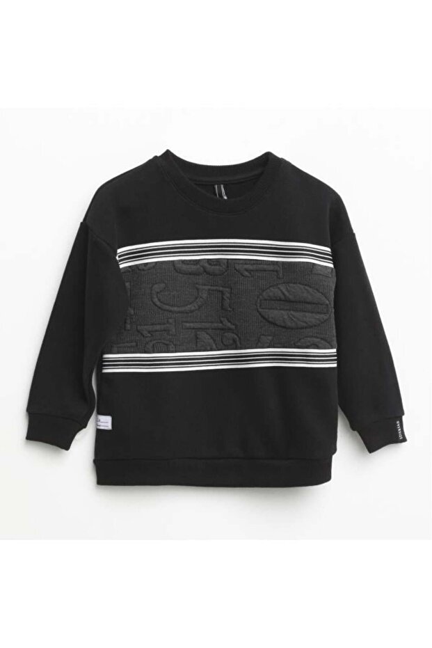 Black Male Waiter Paneled Sweatshirt 6-16 Years