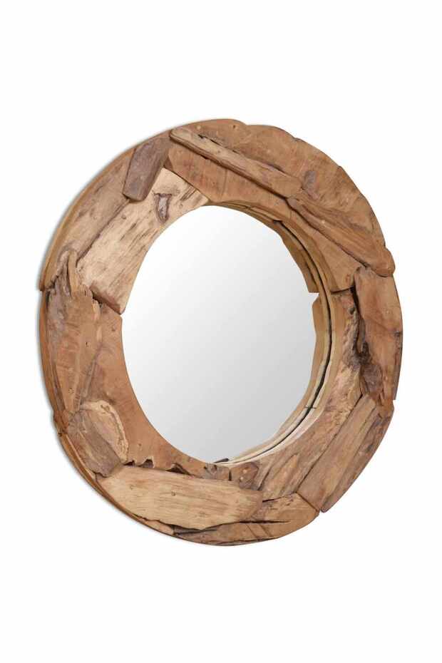Decorative Mirror Teak 60 cm Round