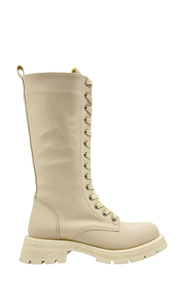 Beige Thick Sole Long Women's Boots