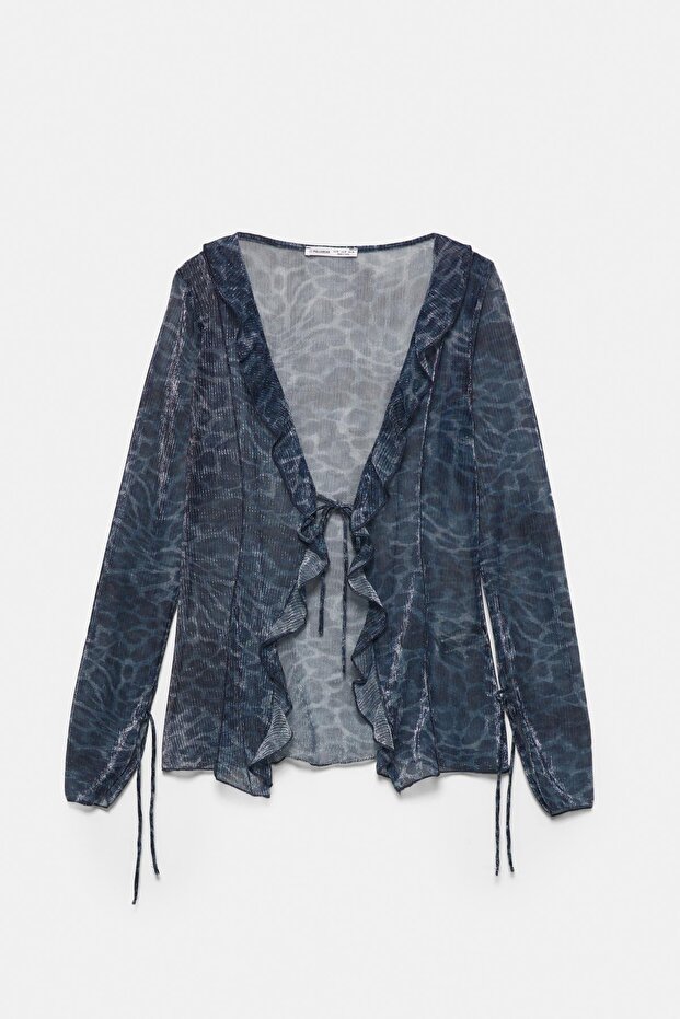 Leopar desenli volanlı top - 6