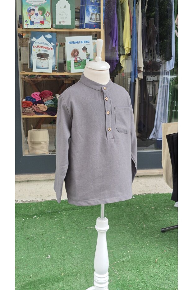 Winter Hakim Collar Unlined Pocket Shirt Gray