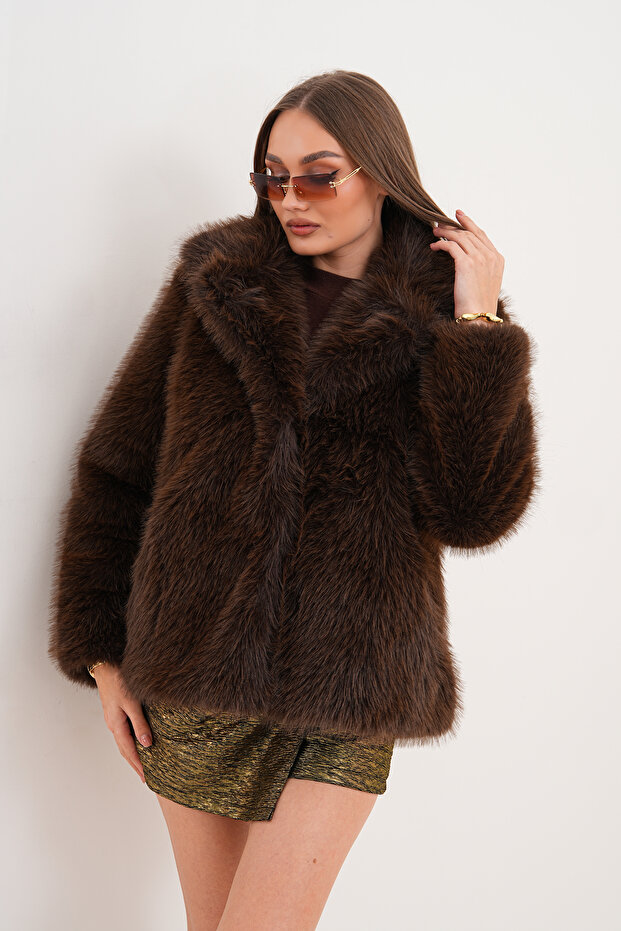 yakalı kürk ceket - 6