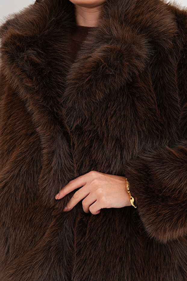 yakalı kürk ceket - 8