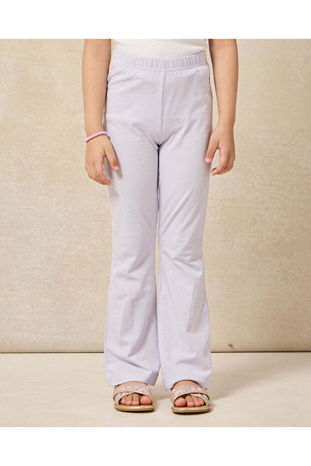 Girls Purple Solid Leggings