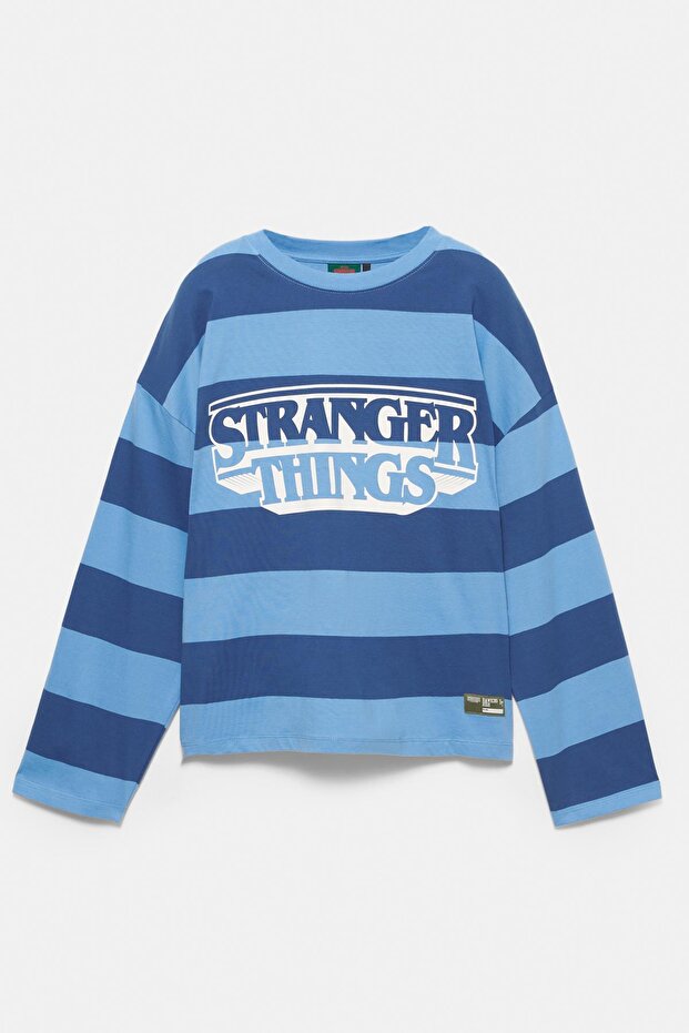 Stranger Things çizgili t-shirt - 6