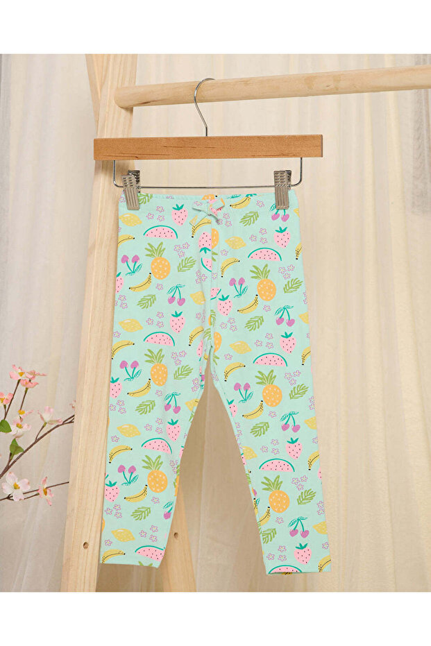 Infant Girls Blue Fruit Print Leggings