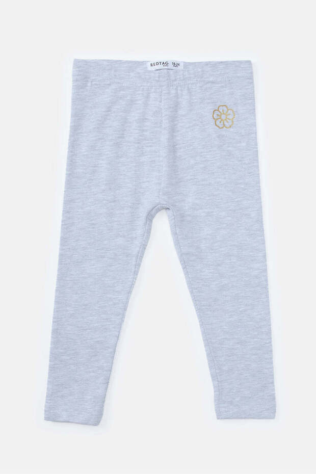 Infant Girls Grey Floral Embroidery Leggings