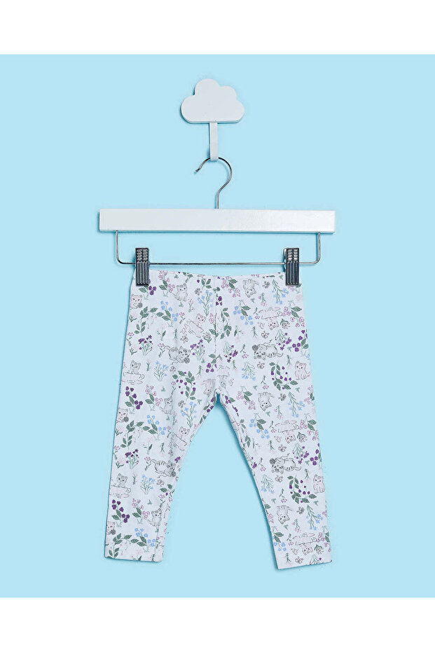 Infant Girls White All Over Print Leggings