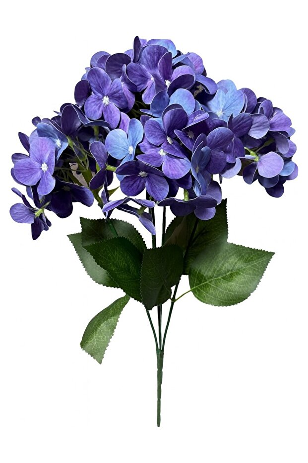 Artificial Flower Wet Hydrangea Luxury 5 Branches Bunch 45 cm Purple